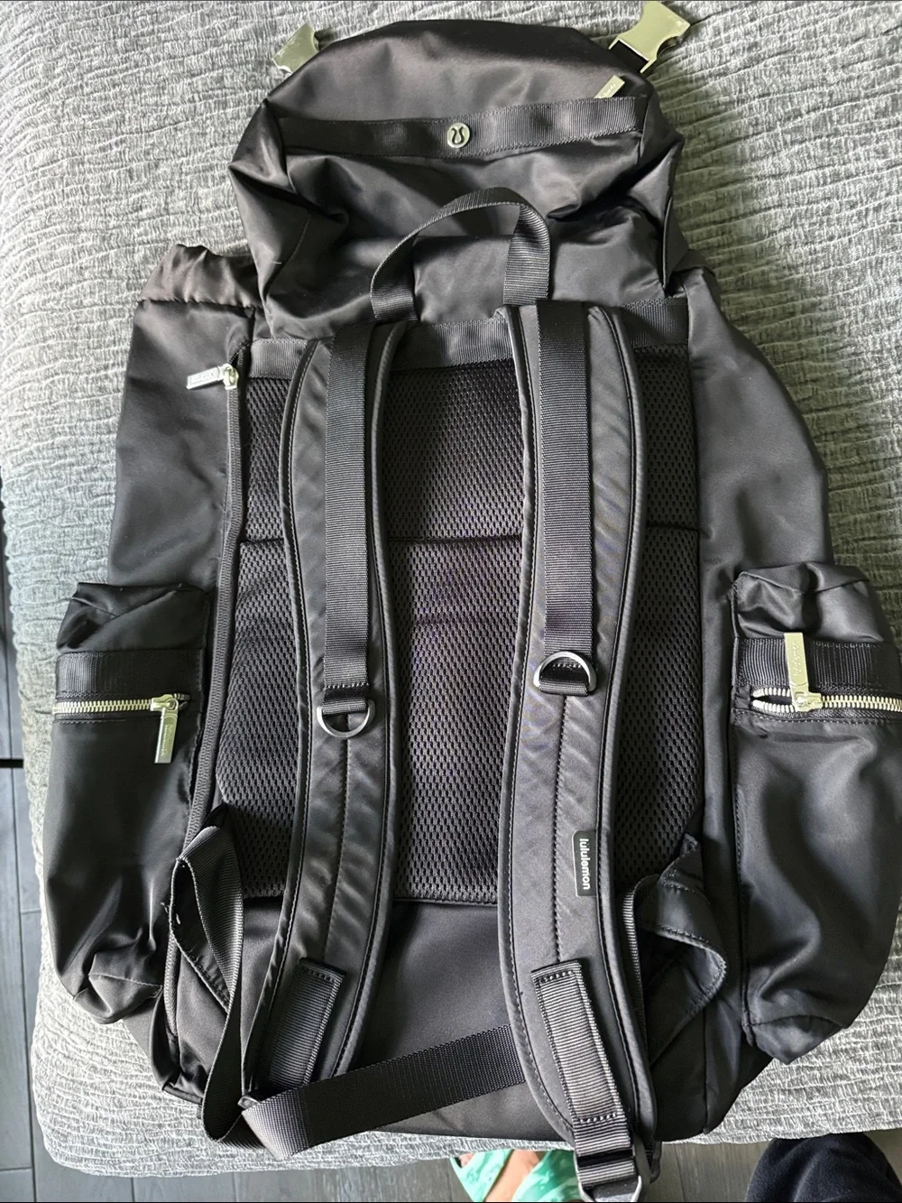 lululemon athletica Black Roll-Top Backpack with Front Flap
